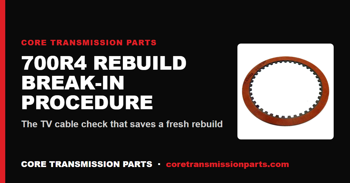 700R4 Rebuild Break-In Procedure
