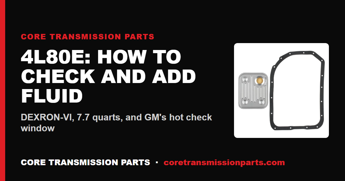 4L80E How to Check and Add Fluid