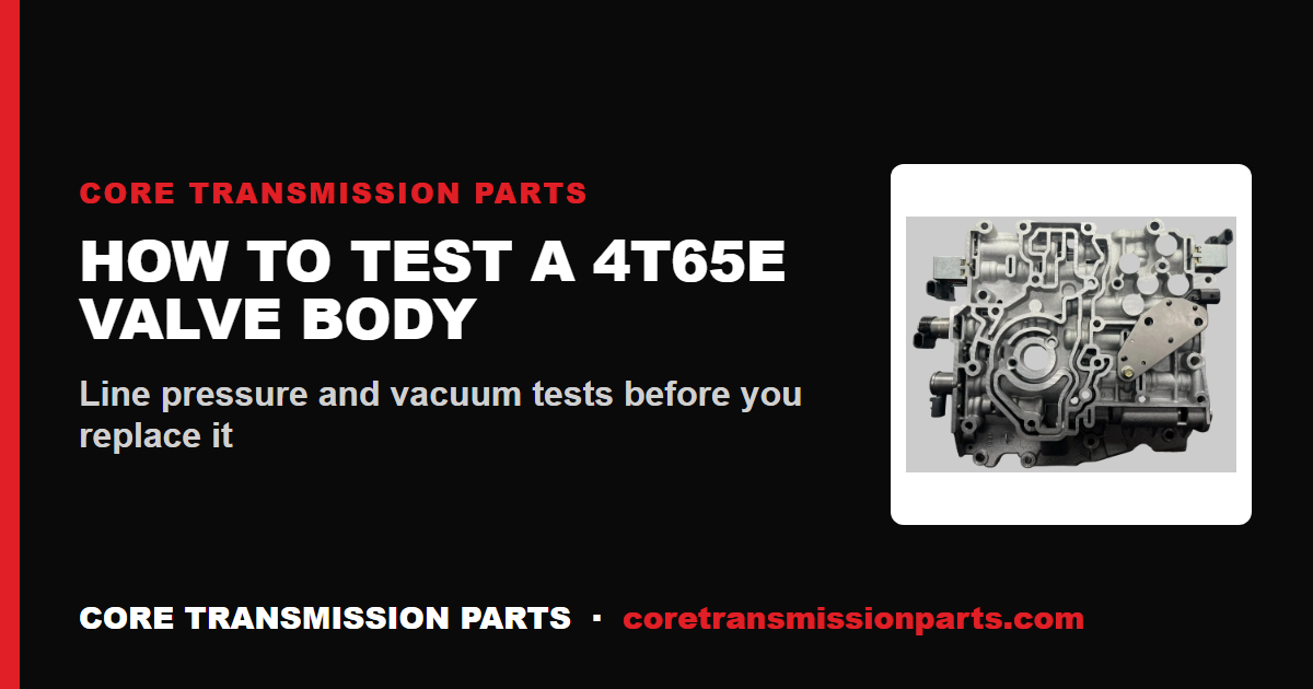 How to Test a 4T65E Valve Body Before You Replace It