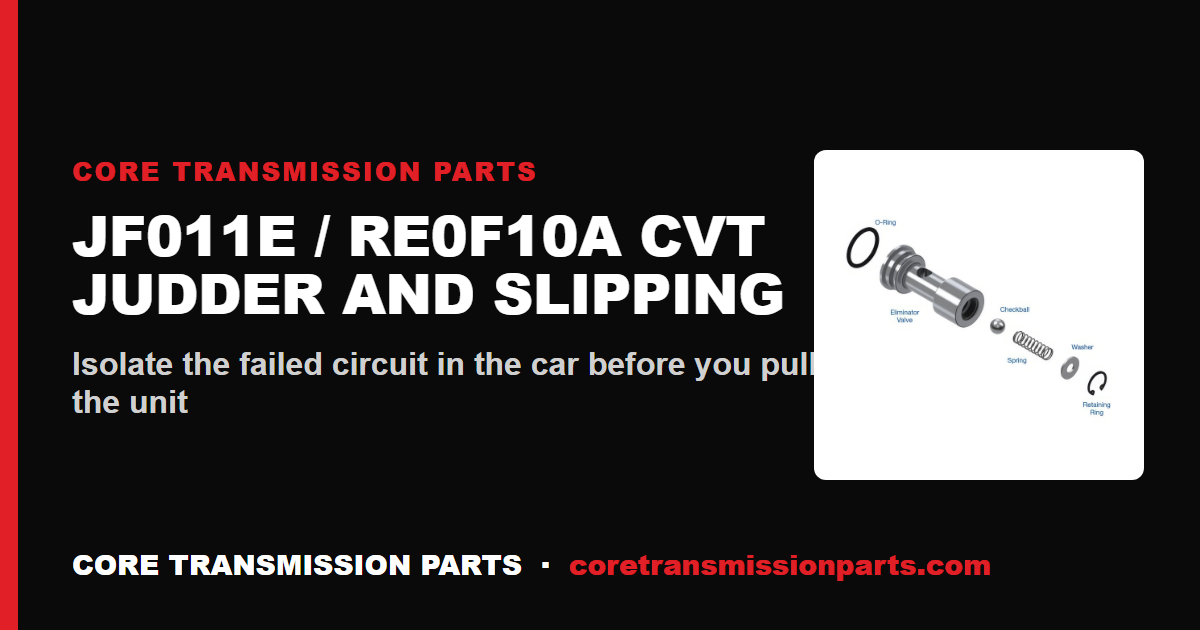 JF011E / RE0F10A CVT Judder, Slipping and Reduced Power: Diagnosis and the Real Fix