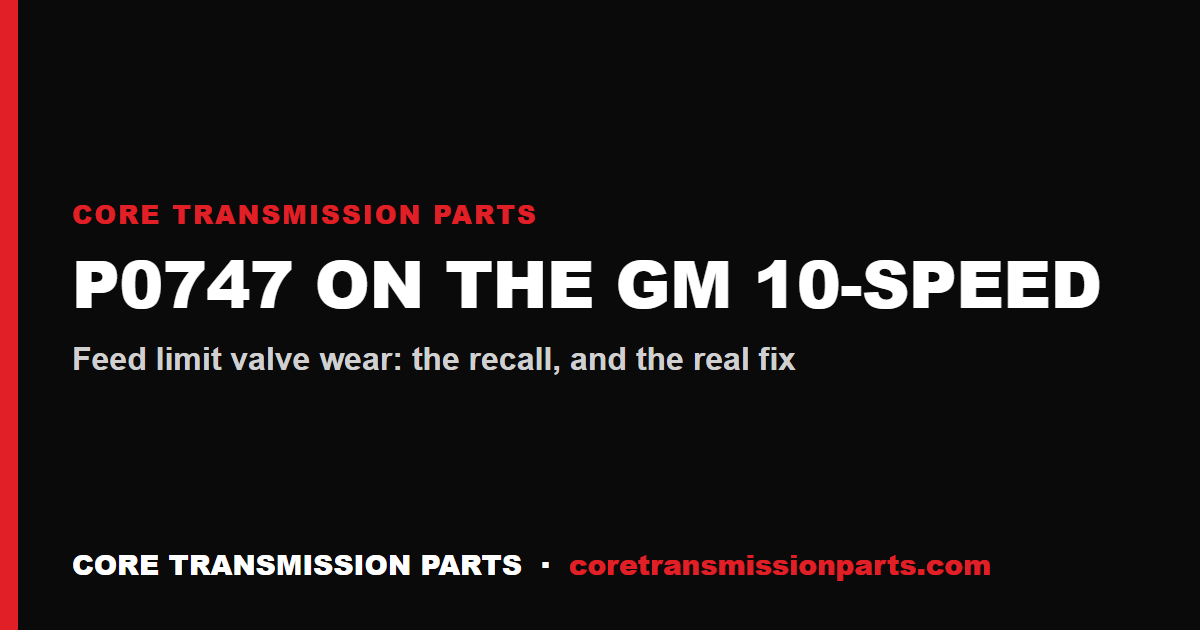 P0747 on GM 10L80 and 10L90: Feed Limit Valve Wear and the Fix