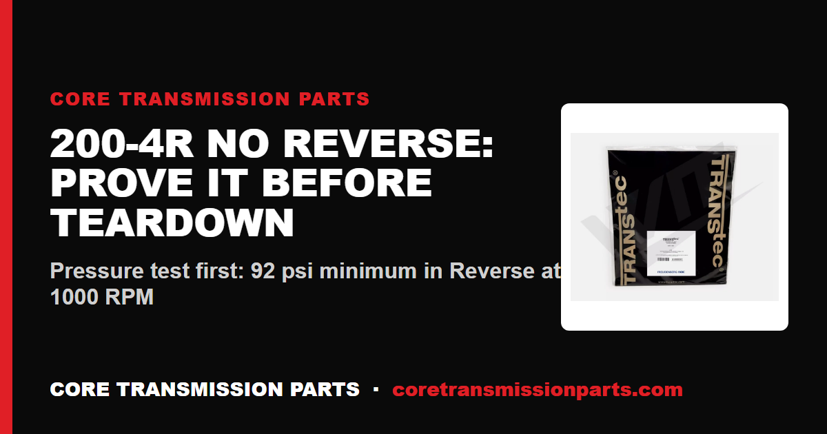 200-4R No Reverse: Causes, Diagnosis Order and the Real Fix