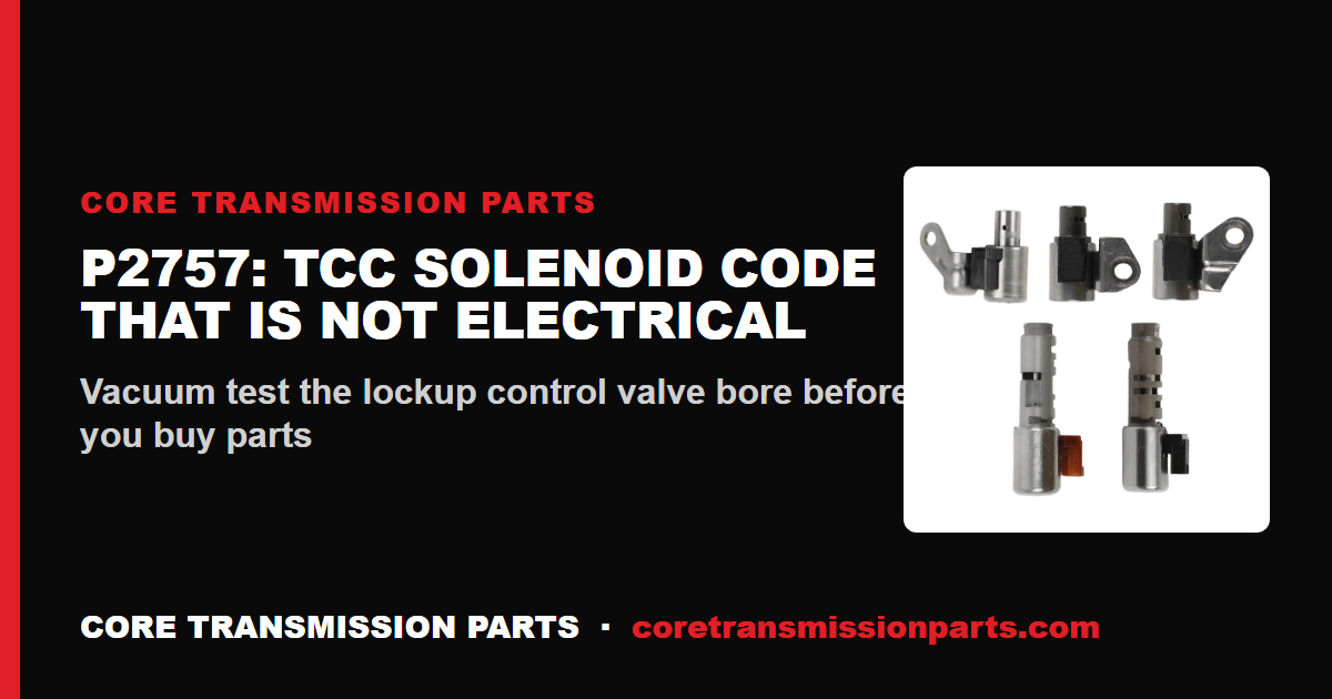 P2757 Torque Converter Clutch Pressure Control Solenoid Performance: Diagnosis, Causes, and the Real Fix