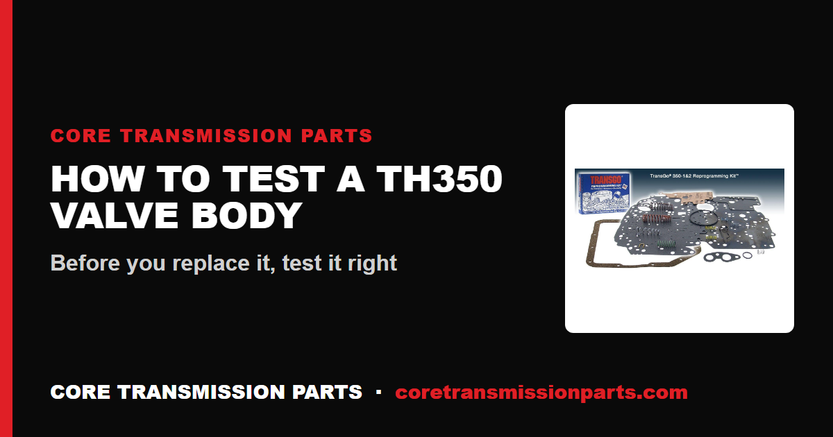 How to Test a TH350 Valve Body Before You Replace It