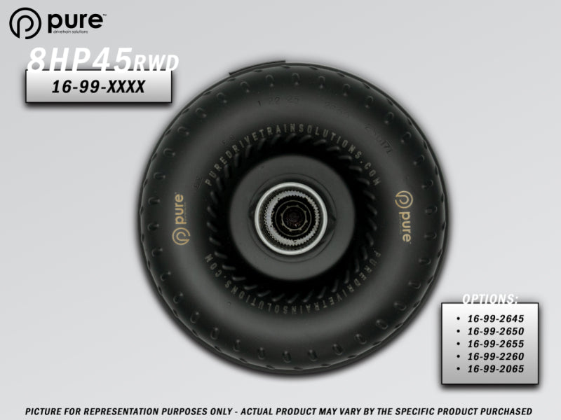 Pure Drivetrain 8HP45 High Performance Billet Race Torque Converter - 26/55 Stator - RWD - 16-99-2655