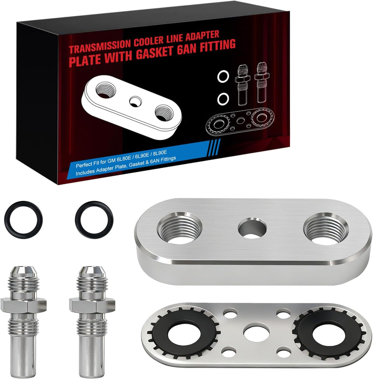 6L80 Cooler Line Adapter Plate with Gasket 6AN Fittings 551121-6AN OEM
