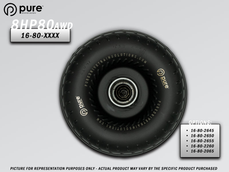 Pure Drivetrain 8HP80 High Performance Billet Race Torque Converter - 20/65 Stator - AWD - 16-80-2065