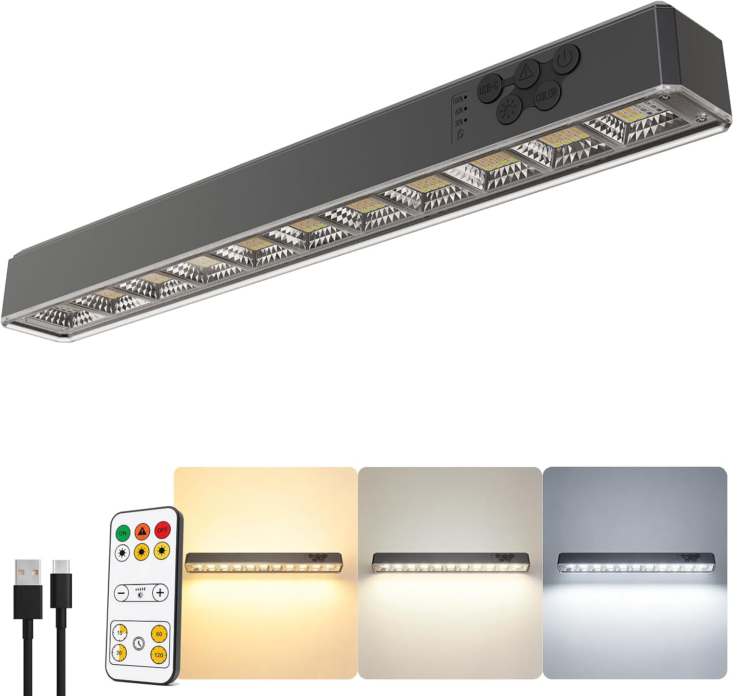 Rechargeable Magnetic LED Work Light Bar 15.8 Inch OEM
