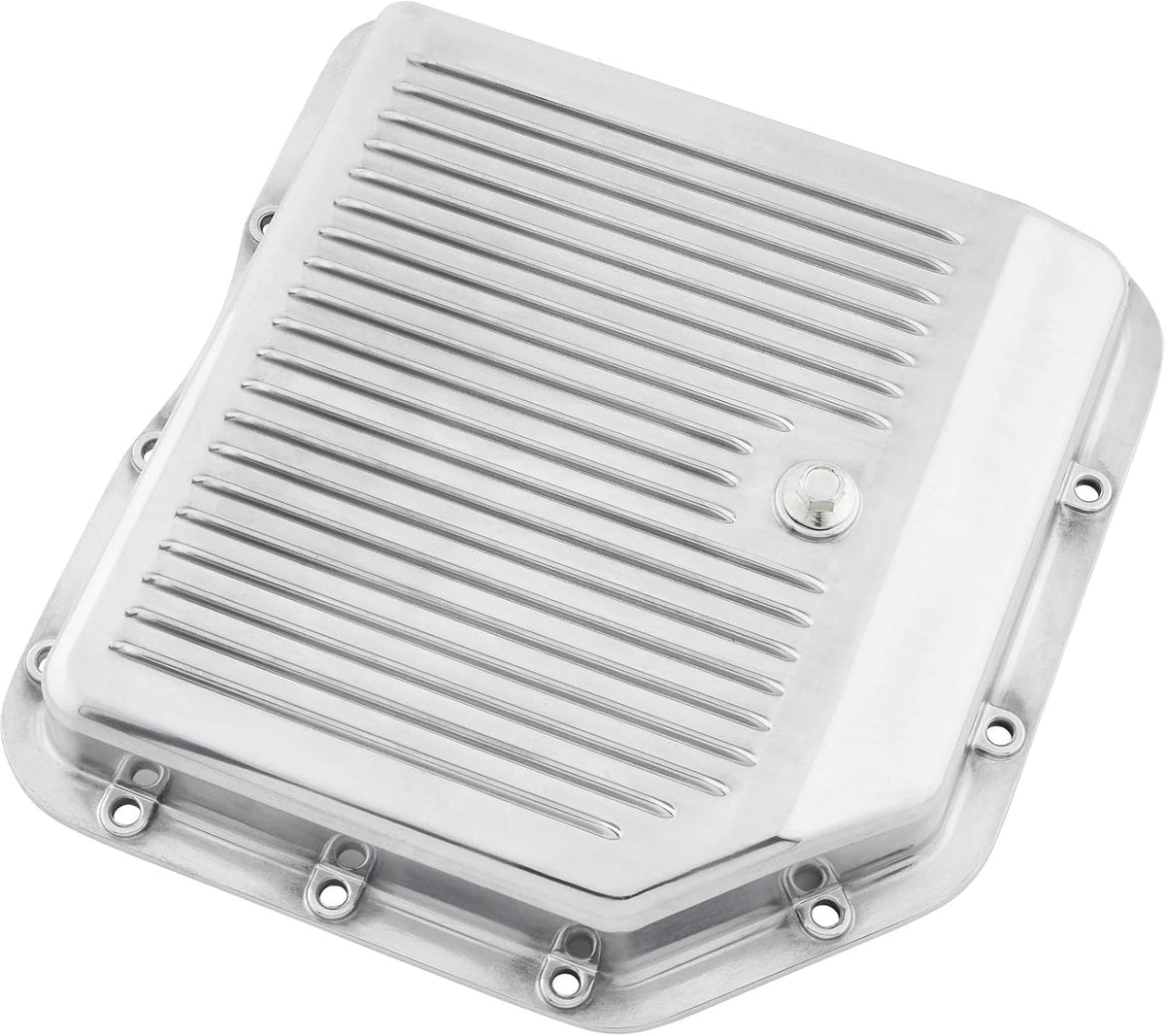 TH350 Stock Depth Polished Aluminum Transmission Pan with Cooling Fins OEM